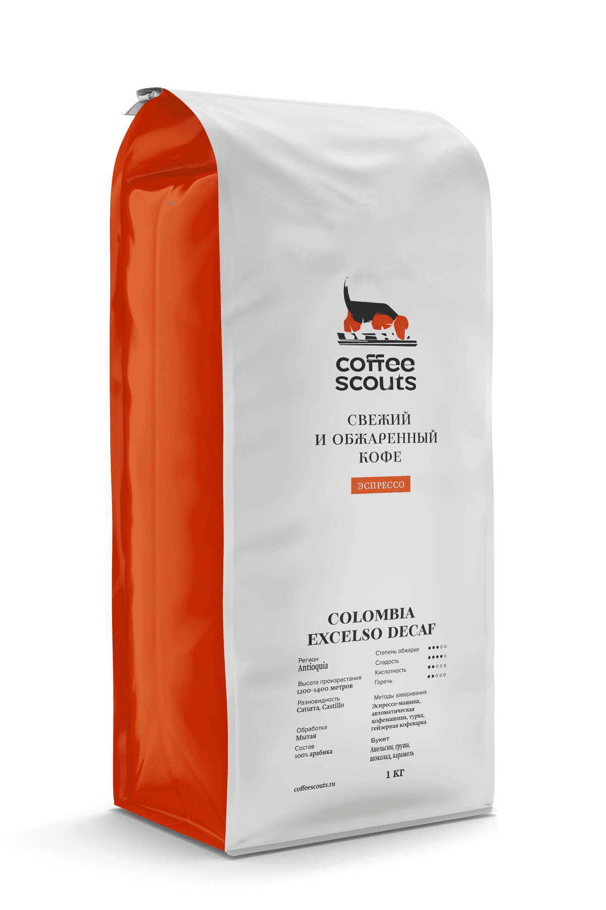 Кофе в зёрнах свежей обжарки, 1 кг, Coffee Scouts, Colombia Excelso Decaf